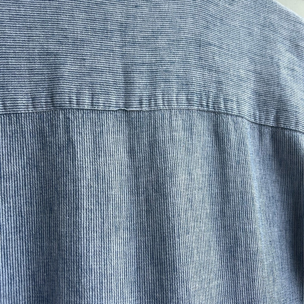 Weatherproof Vintage Washable Linen Striped Button Tie Hem Top Size S Lagenlook - Picture 8 of 8